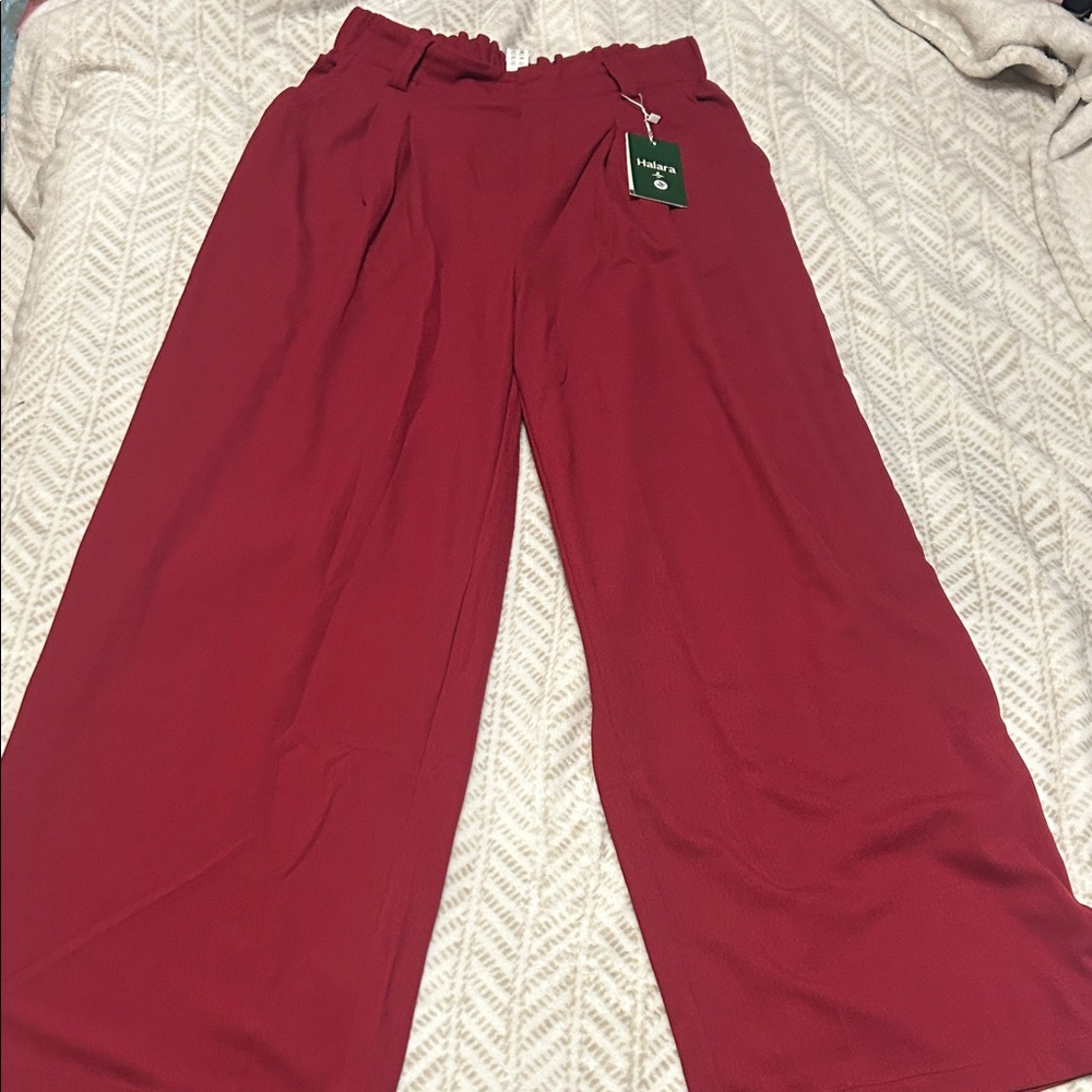 Red Wide-Leg Pants